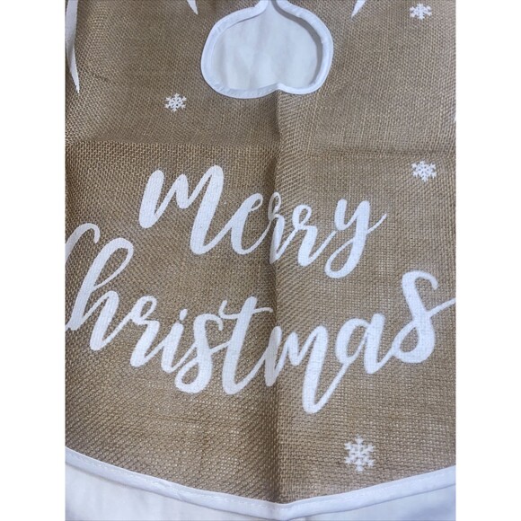 RUSTIC Deer Farmhouse Burlap Holiday CHRISTMAS TREE SKIRT New 29”farm - Picture 2 of 6